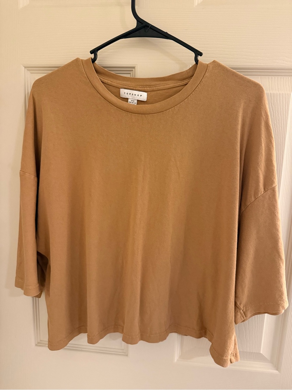 Topshop Boxy Short Sleeve Tee in Camel